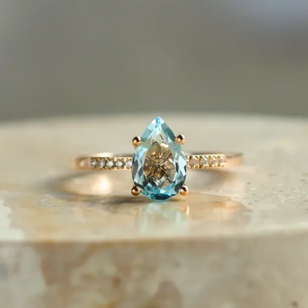 Engagement ring with blue topaz and diamonds SOFIA Image