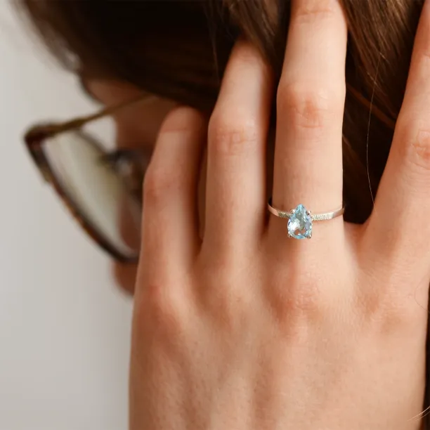 Engagement ring with blue topaz and diamonds SOFIA Image