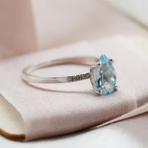Engagement ring with blue topaz and diamonds SOFIA Thumbnail