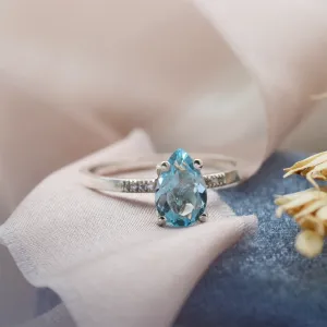 Engagement ring with blue topaz and diamonds SOFIA Thumbnail