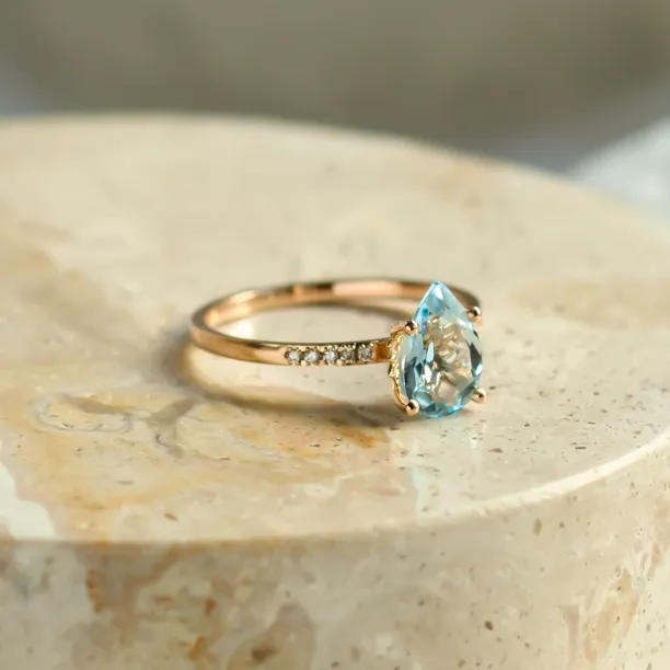 Engagement ring with blue topaz and diamonds SOFIA Image