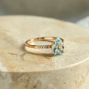 Engagement ring with blue topaz and diamonds SOFIA Thumbnail