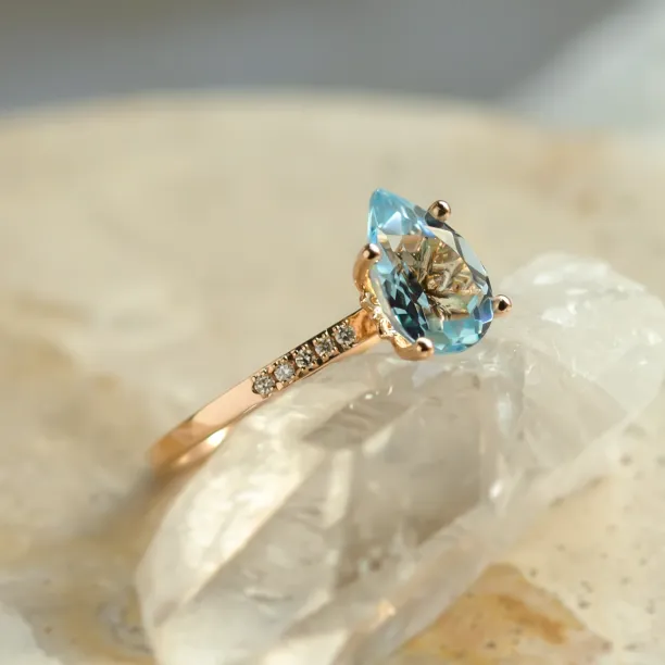 Engagement ring with blue topaz and diamonds SOFIA Image