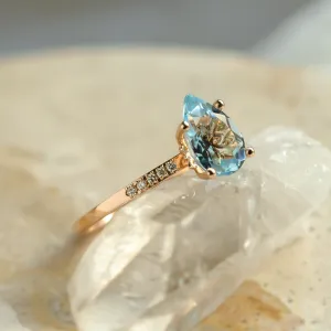 Engagement ring with blue topaz and diamonds SOFIA Thumbnail