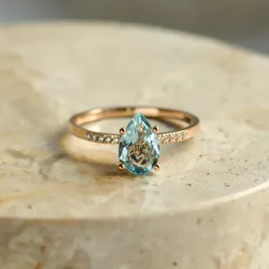 Engagement ring with blue topaz and diamonds SOFIA Thumbnail