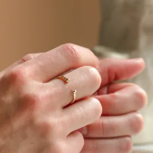 Minimalist open ring with diamonds EMMA Thumbnail
