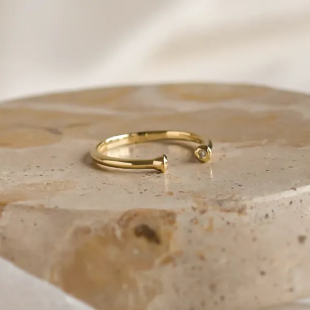Minimalist open ring with diamonds EMMA Image