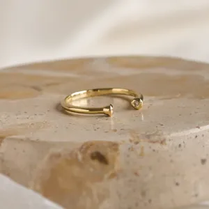 Minimalist open ring with diamonds EMMA Thumbnail