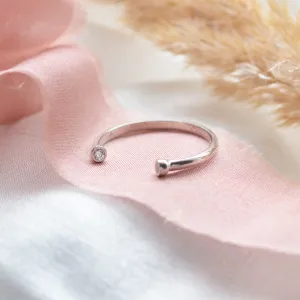 Minimalist open ring with diamonds EMMA Thumbnail