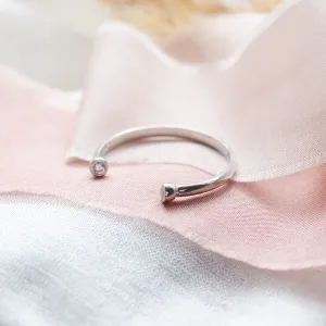 Minimalist open ring with diamonds EMMA Thumbnail