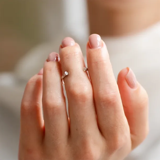 Minimalist open ring with diamonds EMMA Image
