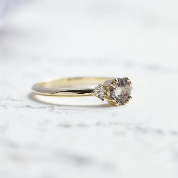 Engagement ring with lepidocrocite and diamonds FRAISE Image