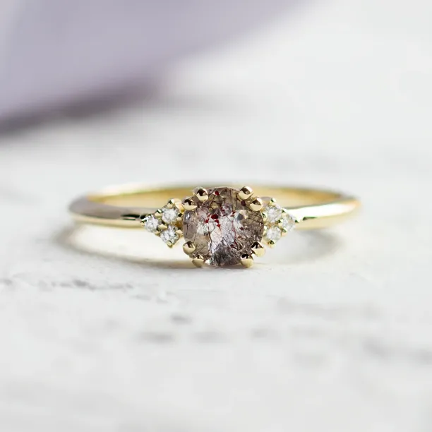 Engagement ring with lepidocrocite and diamonds FRAISE Image