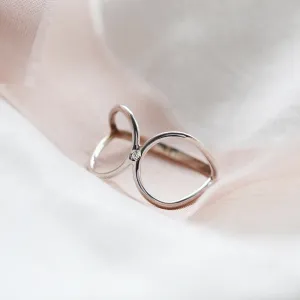 Minimalist double ring with diamond ALICE Thumbnail