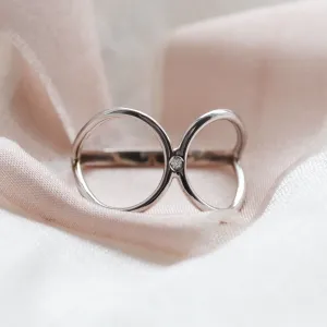 Minimalist double ring with diamond ALICE Thumbnail