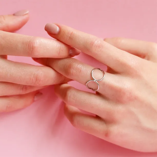 Minimalist double ring with diamond ALICE Image