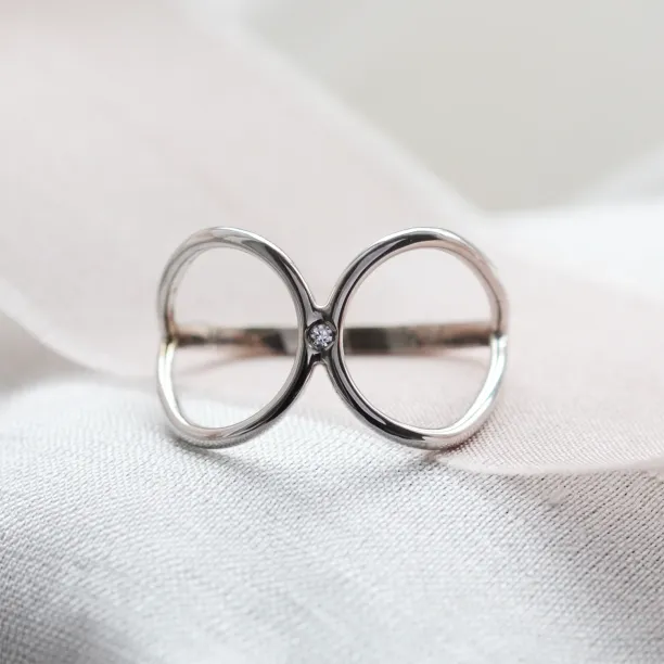 Minimalist double ring with diamond ALICE Image