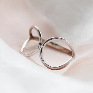 Minimalist double ring with diamond ALICE Thumbnail