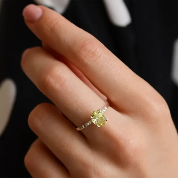 Lemon quartz gold ring with diamonds LIMONE Image