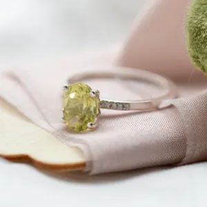 Lemon quartz gold ring with diamonds LIMONE Thumbnail