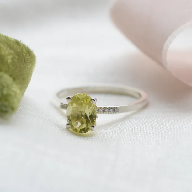 Lemon quartz gold ring with diamonds LIMONE Image
