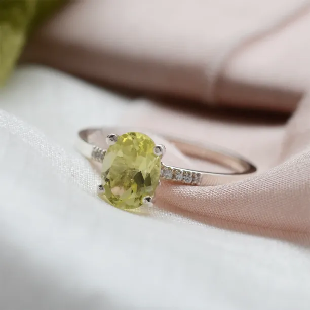 Lemon quartz gold ring with diamonds LIMONE Image