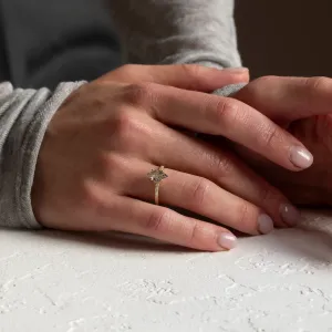 Gold ring with kite rutilated quartz and diamonds ESTER Thumbnail