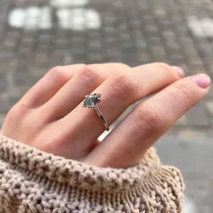 Gold ring with kite rutilated quartz and diamonds ESTER Thumbnail