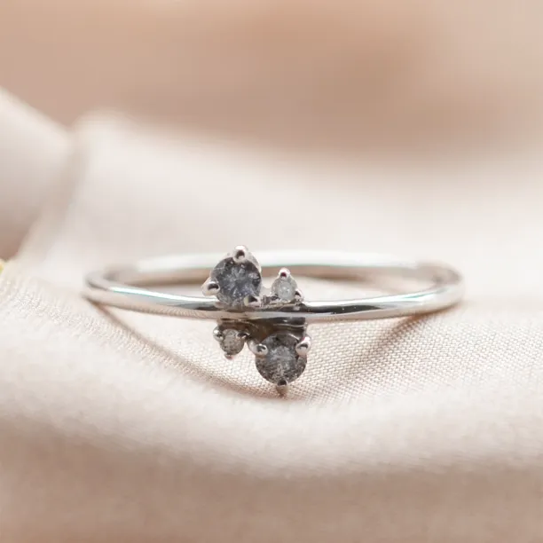 Gold cluster ring with salt and pepper diamonds BENNY Image