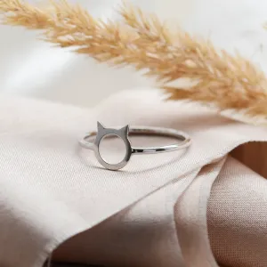 Gold cat head ring KITTY Thumbnail