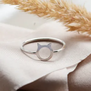 Gold cat head ring KITTY Thumbnail