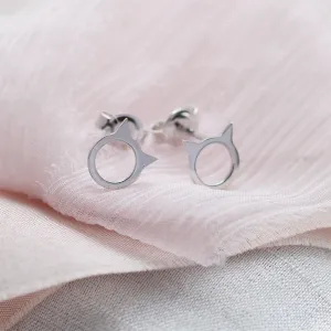 Gold stud cat head earrings CAT Thumbnail