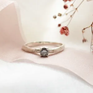 Gold ring in tree bark shape with salt and pepper diamond SALTY Thumbnail