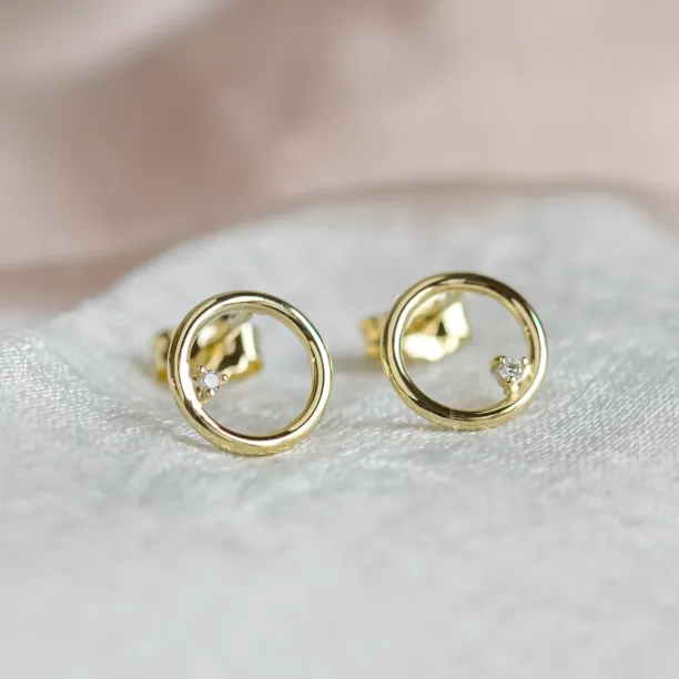 Gold karma earrings with diamonds GARURASANA Image