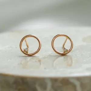 Gold karma earrings with diamonds GARURASANA Thumbnail