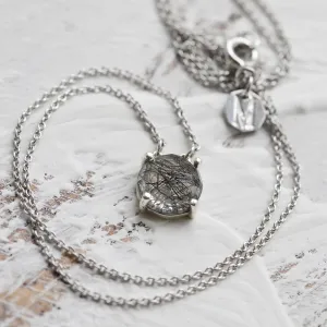 Gold necklace with rose cut rutile quartz MACHA Thumbnail