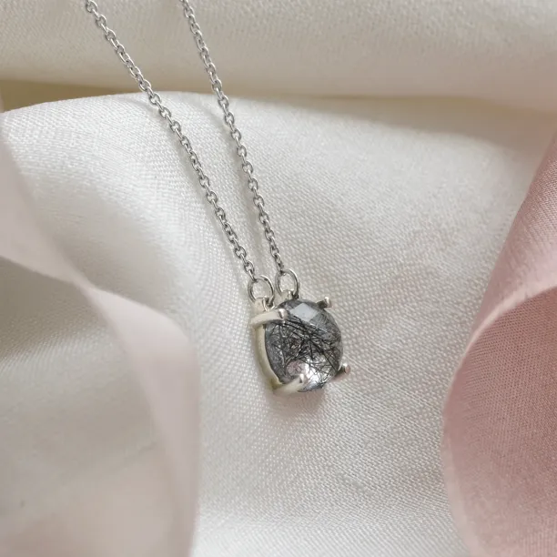 Gold necklace with rose cut rutile quartz MACHA Image