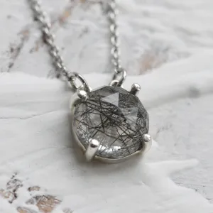 Gold necklace with rose cut rutile quartz MACHA Thumbnail