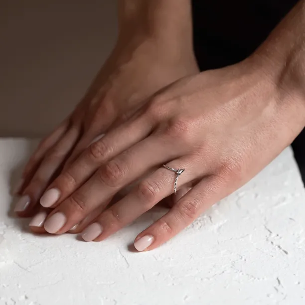 V stacker ring with kite salt and pepper diamond NIAM Image