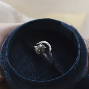 Hammered curvy wedding ring with diamond ASHLING Thumbnail