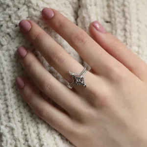 Salt and pepper diamond V stacker ring ISOLDE Thumbnail