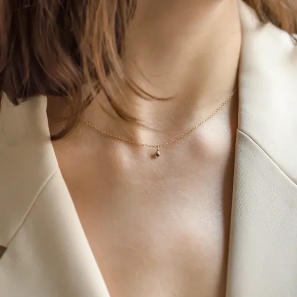 Gold bezel salt´n´pepper diamond pendant ISLEEN Image