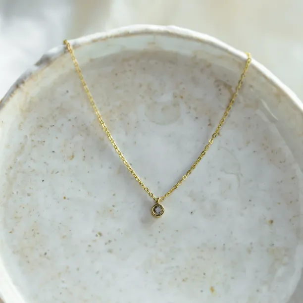 Gold bezel salt´n´pepper diamond pendant ISLEEN Image