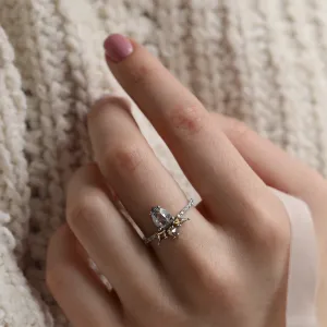 Luxury gold ring with salt´n´pepper and fancy diamonds CROWNIA Thumbnail