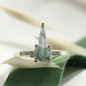 Exclusive kite moss agate ring with diamonds INA Thumbnail