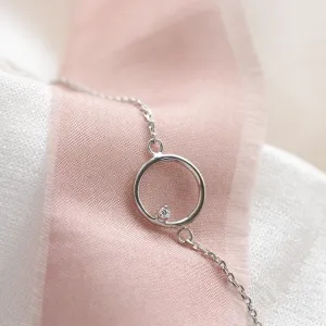 Gold karma bracelet with round diamond BALASANA Thumbnail