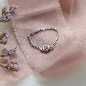 Gold chain ring with salt and pepper diamond DAITHI Thumbnail