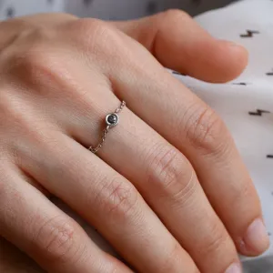 Gold chain ring with salt and pepper diamond DAITHI Thumbnail