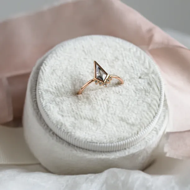 Kite salt and pepper diamond ring in cluster style EININ Image