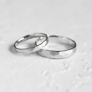 Matte gold wedding bands with hammered surface ETAIN Thumbnail